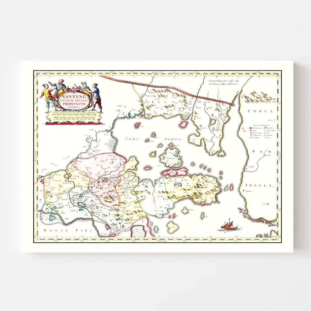 Vintage Map of Shantung, China 1665