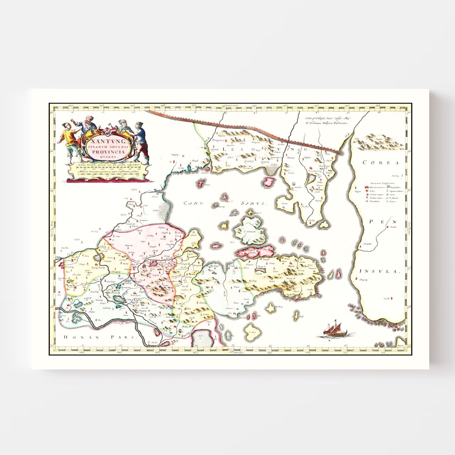 Vintage Map of Shantung, China 1665