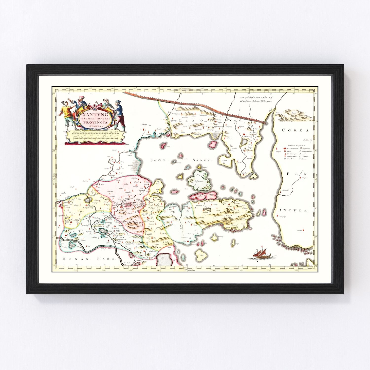 Vintage Map of Shantung, China 1665