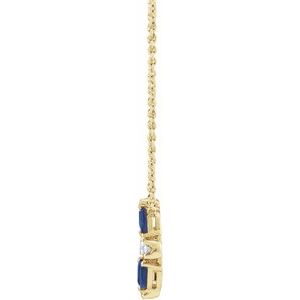 14K Yellow Gold Natural Blue Sapphire & 1/10 CTW Natural Diamond Circle 18" Necklace
