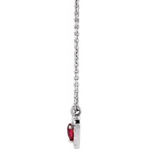 14K White Gold Natural Ruby & .06 CTW Natural Diamond Heart 18" Necklace
