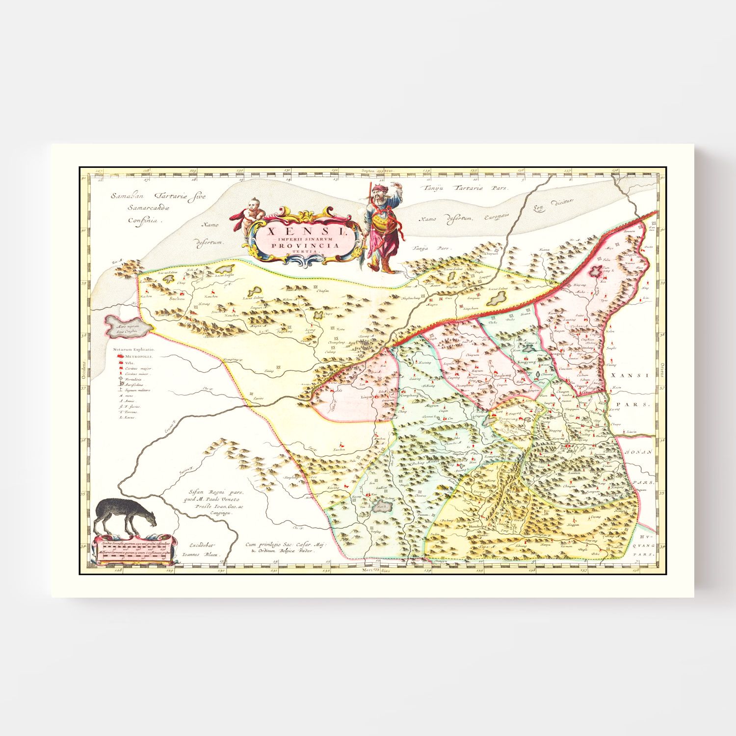 Vintage Map of Xensi, China 1665