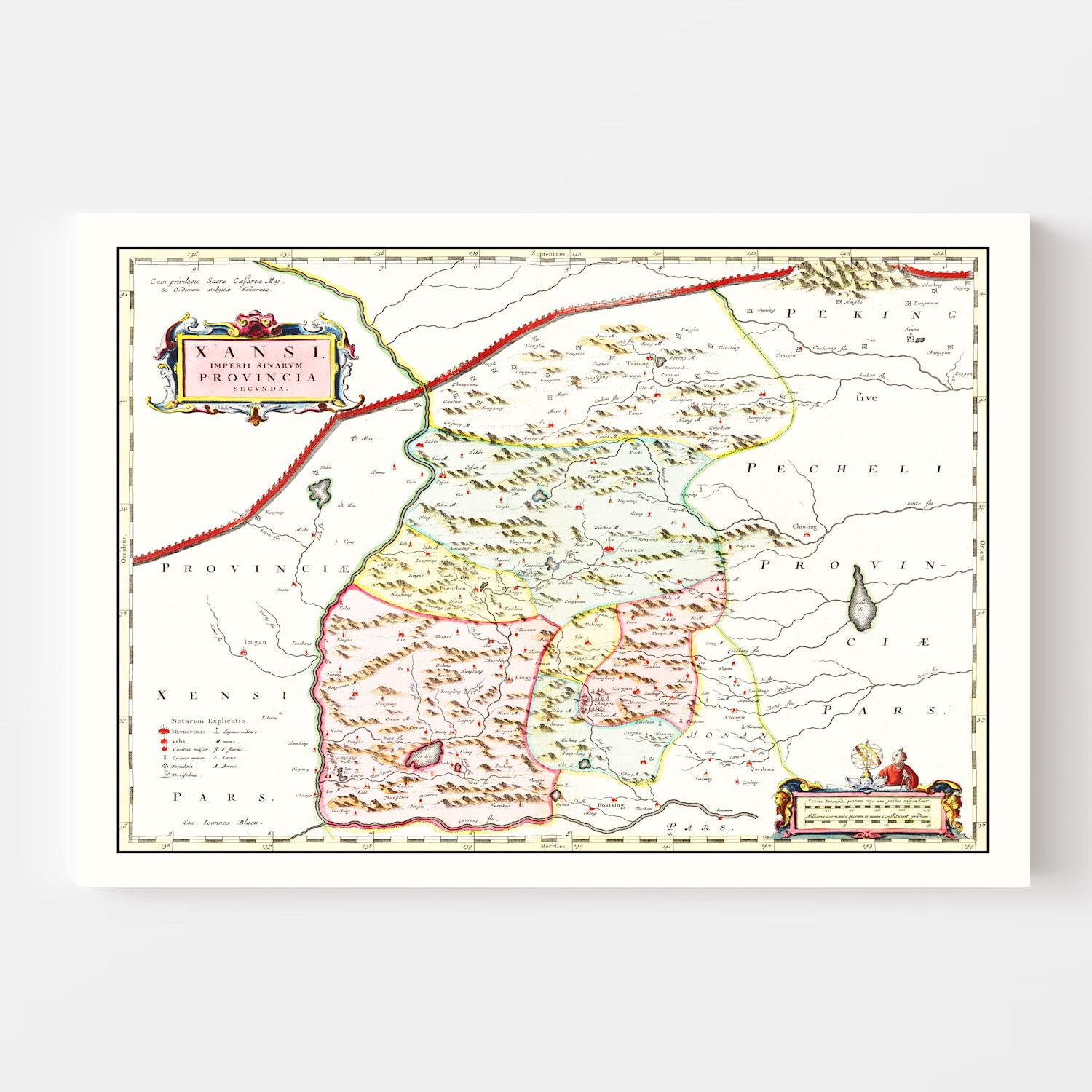 Vintage Map of Xansi, China 1665