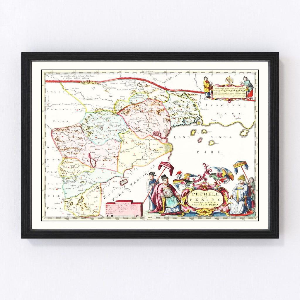 Vintage Map of Peking, China 1665