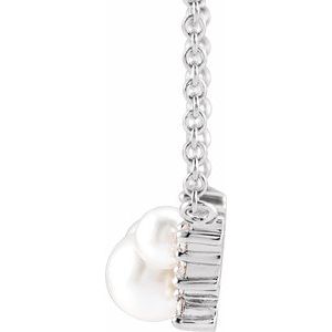 14K White Gold Cultured White Akoya Pearl & .08 CTW Natural Diamond 16" Necklace