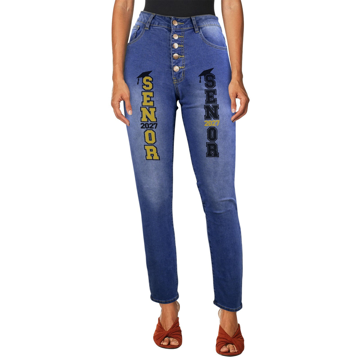 Women's Senior 2027 Decorated Jeans with Front Printing