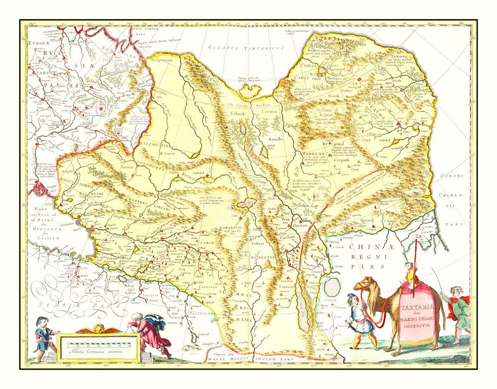 Vintage Map of Tartary & China 1665