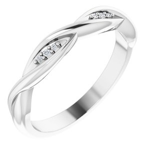 14K White Gold .02 CTW Natural Diamond Stackable Twisted Ring