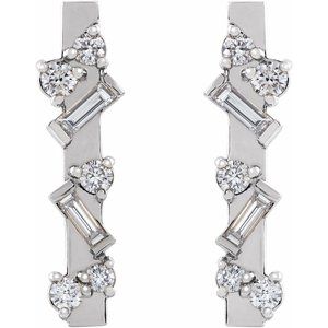 14K White Gold 1/4 CTW Natural Diamond Scattered Bar Earrings – image 2