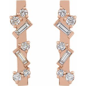14K Rose Gold 1/4 CTW Natural Diamond Scattered Bar Earrings