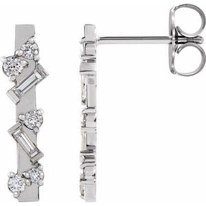 Platinum 1/4 CTW Natural Diamond Scattered Bar Earrings