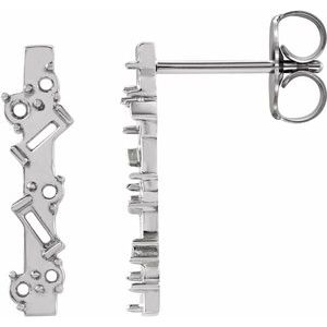 14K White Gold Scattered Bar Left Earring Mounting