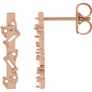 14K Rose Gold Scattered Bar Left Earring Mounting