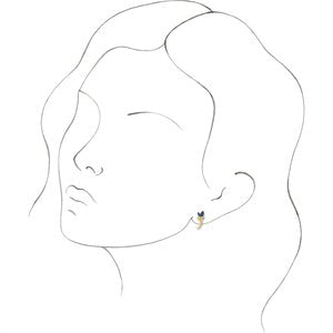 14K Rose Gold Natural Blue Sapphire Floral J-Hoop Earrings – image 2