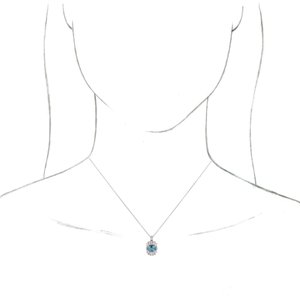 Sterling Silver Natural Aquamarine & 1/3 CTW Natural Diamond 16-18" Necklace