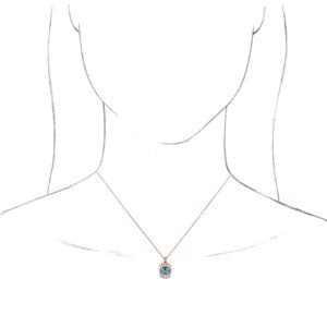 14K Rose Gold Natural Aquamarine & 1/3 CTW Natural Diamond 16-18" Necklace