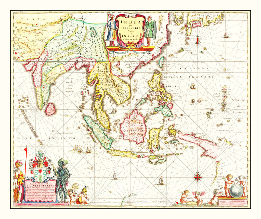 Vintage Map of India 1665