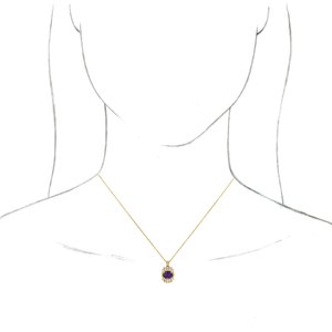 14K Yellow Gold Natural Amethyst & 1/3 CTW Natural Diamond 16-18" Necklace