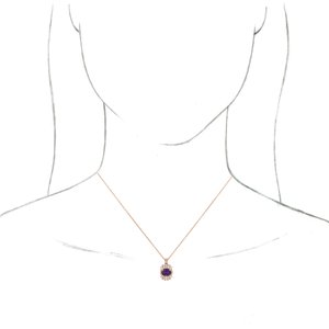 14K Rose Gold Natural Amethyst & 1/3 CTW Natural Diamond 16-18" Necklace