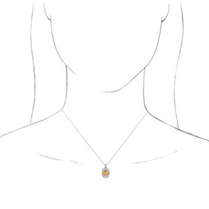 14K White Gold Natural Citrine & 1/3 CTW Natural Diamond 16-18" Necklace