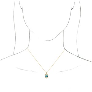 14K Yellow Gold Natural Blue Zircon & 1/3 CTW Natural Diamond 16-18" Necklace