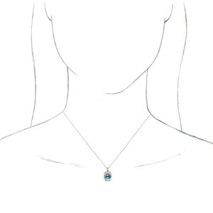 Sterling Silver Natural Blue Zircon & 1/3 CTW Natural Diamond 16-18" Necklace