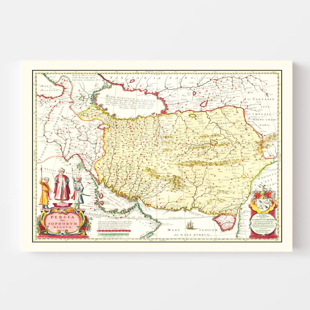 Vintage Map of the Kingdom of Persia 1665