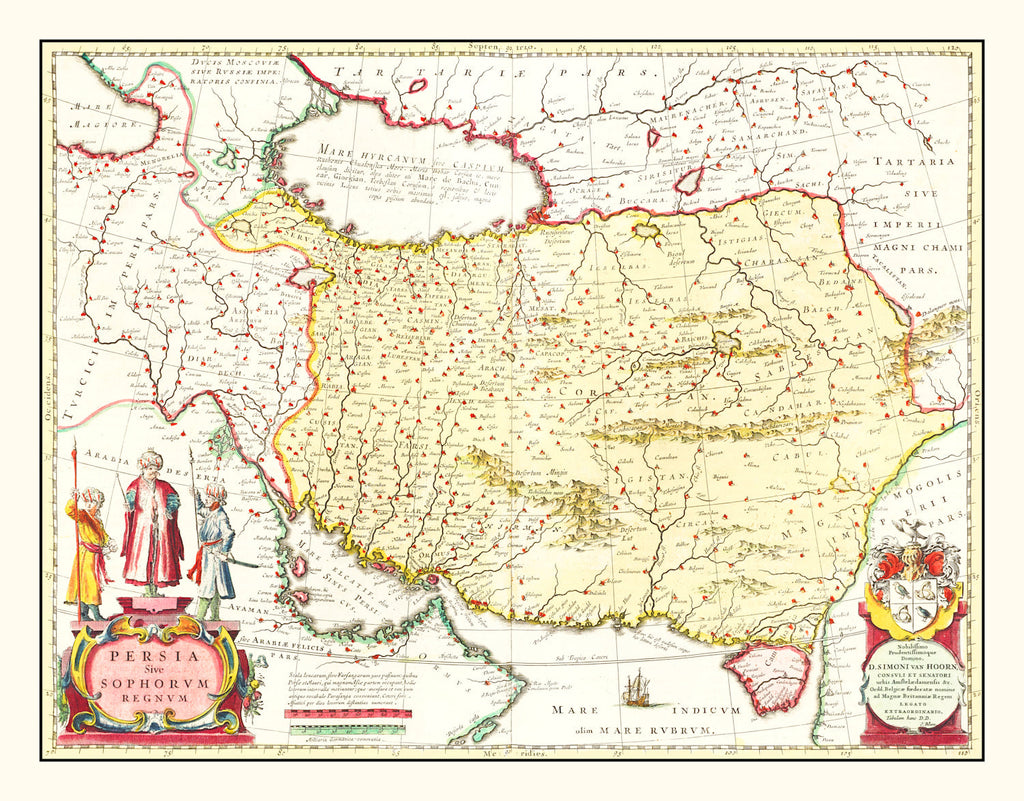 Vintage Map of the Kingdom of Persia 1665