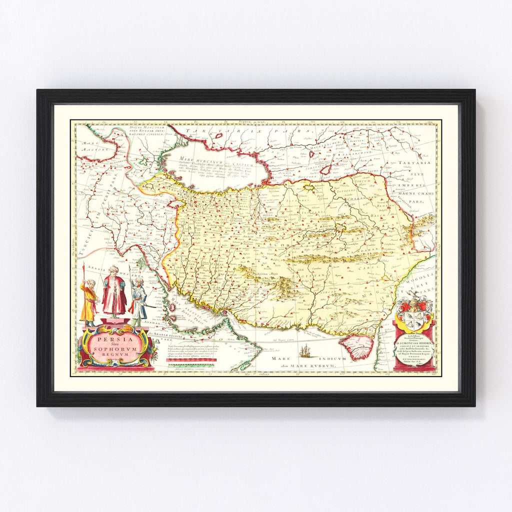 Vintage Map of the Kingdom of Persia 1665