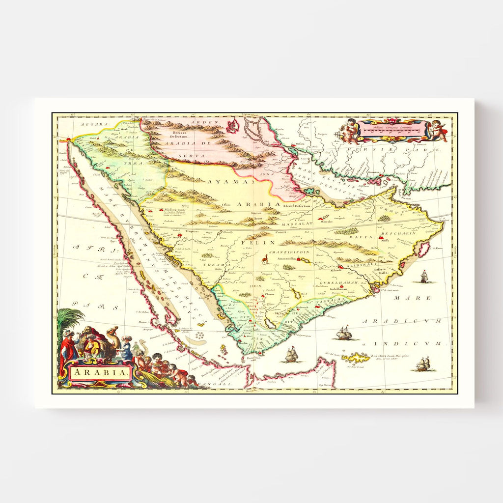Vintage Map of Arabia 1665