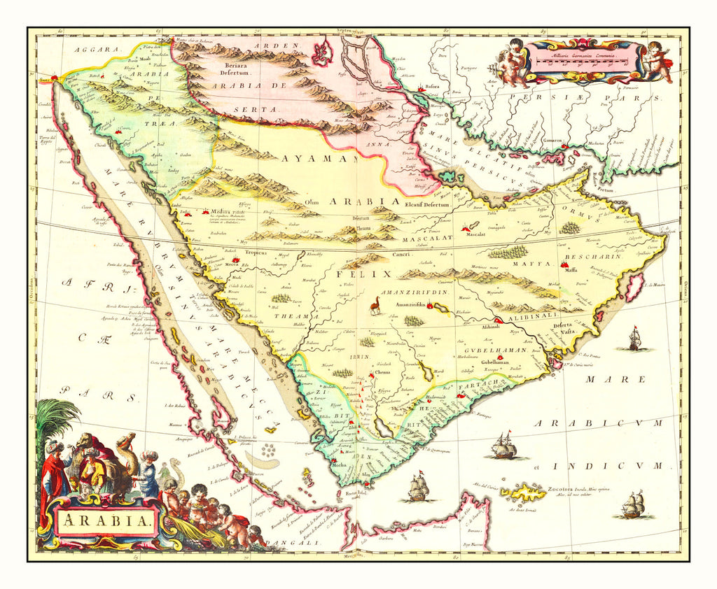 Vintage Map of Arabia 1665