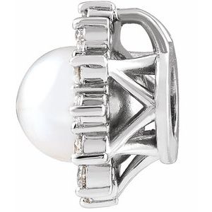 Platinum Cultured White Akoya Pearl & 1/6 CTW Natural Diamond Halo-Style Pendant