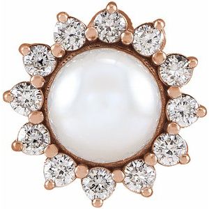 14K Rose Gold Cultured White Akoya Pearl & 1/6 CTW Natural Diamond Halo-Style Pendant