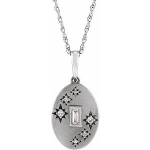 Sterling Silver .07 CTW Natural Diamond Celestial 16-18" Necklace