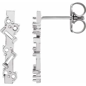 14K White Gold Scattered Bar Right Earring Mounting