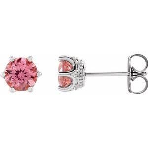 Sterling Silver 5 mm Round 6-Prong Accented Crown Earring Mounting – image 2
