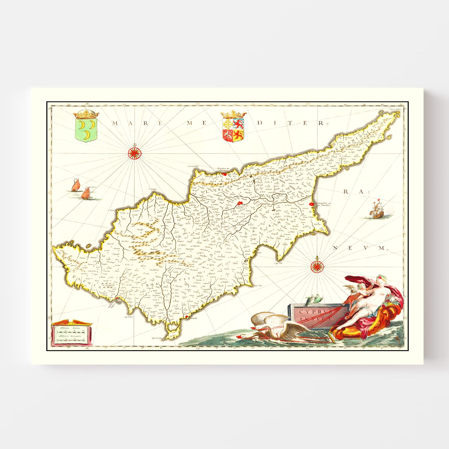 Vintage Map of Cyprus 1665