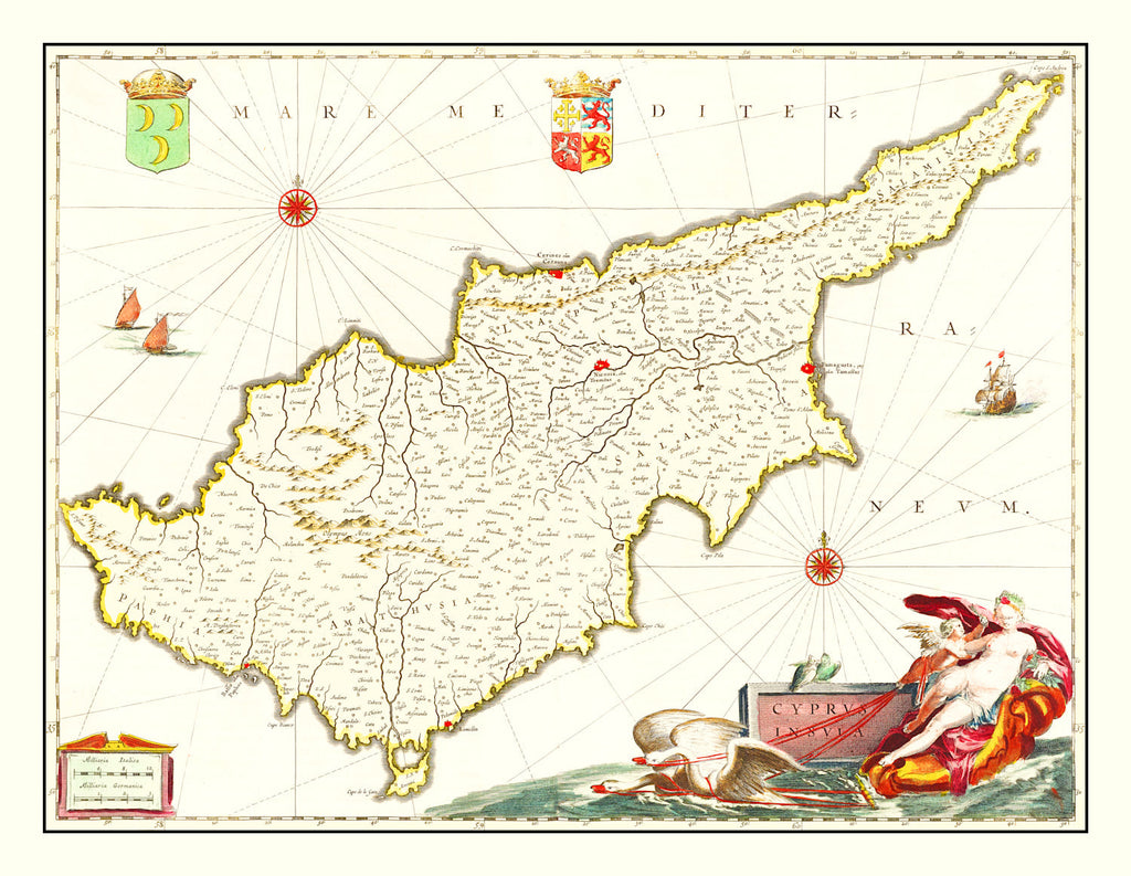 Vintage Map of Cyprus 1665