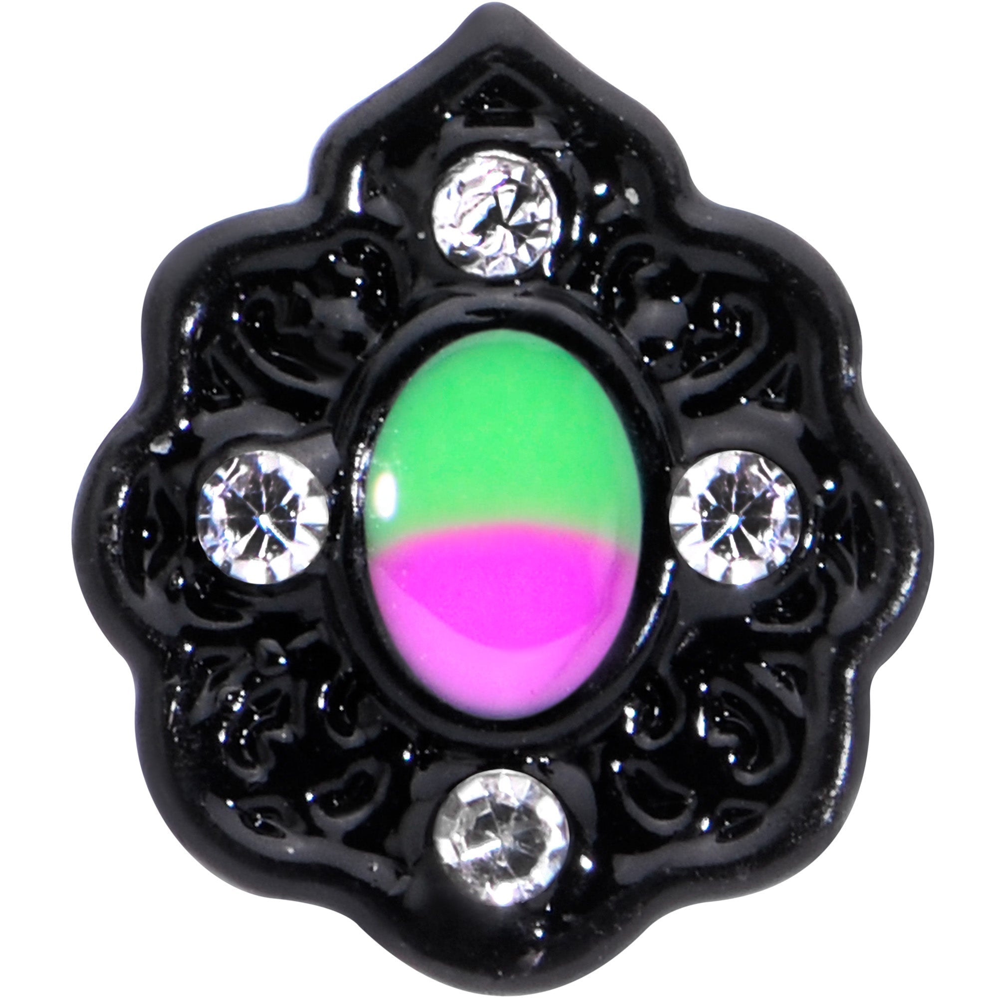 20G 1/4 Purple Tourmaline Black Lacy Drop Nose Bone