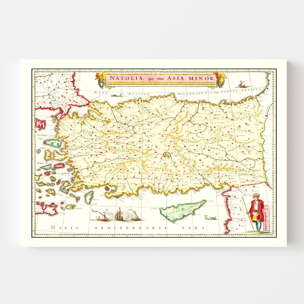 Vintage Map of Turkey 1665