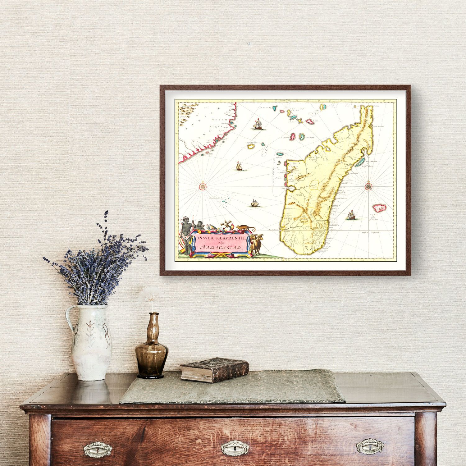 Vintage Map of Madagascar 1665