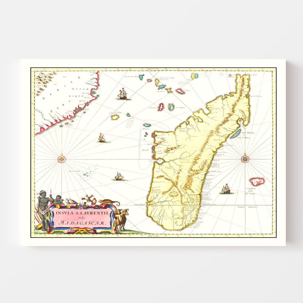 Vintage Map of Madagascar 1665