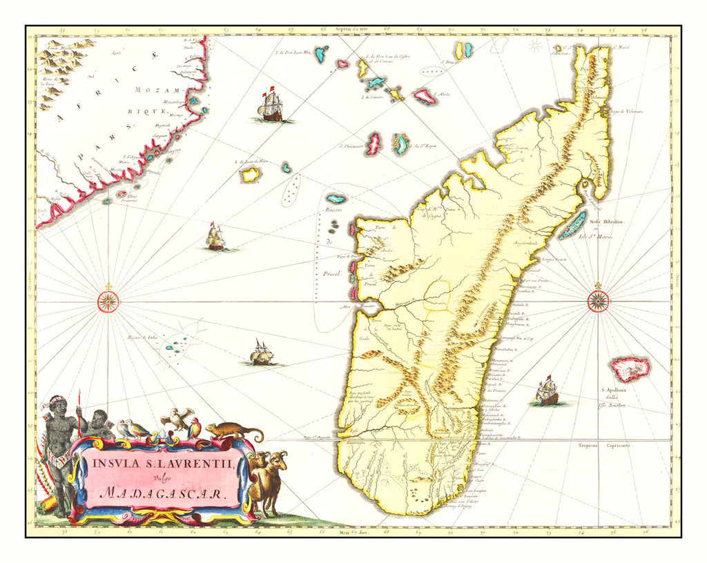 Vintage Map of Madagascar 1665