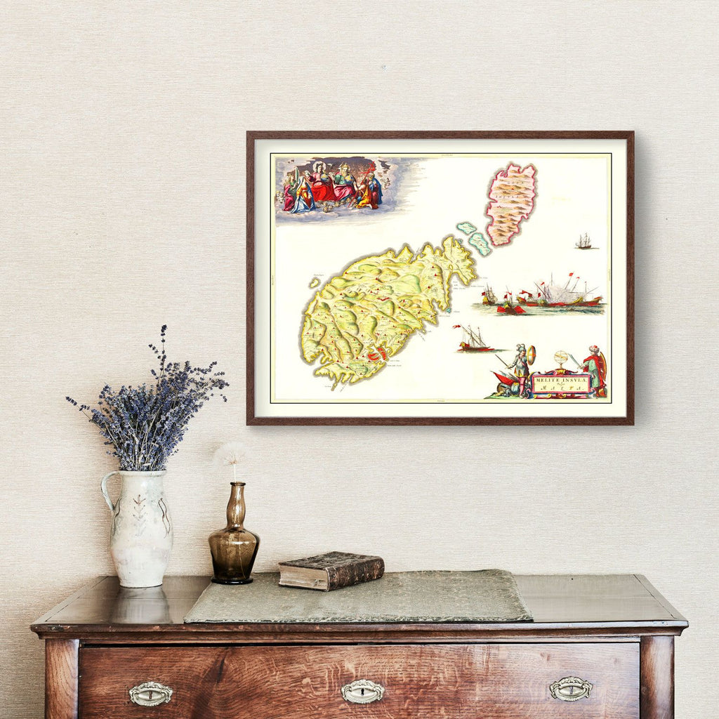 Vintage Map of Malta 1665