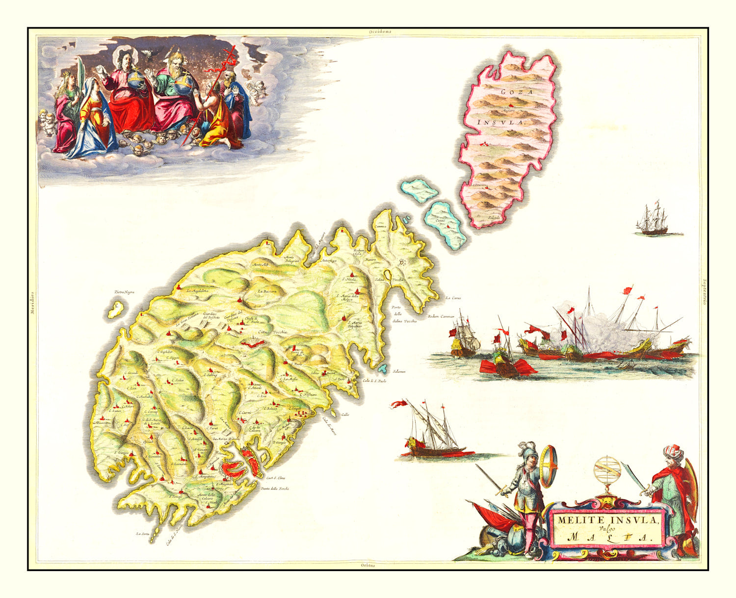 Vintage Map of Malta 1665