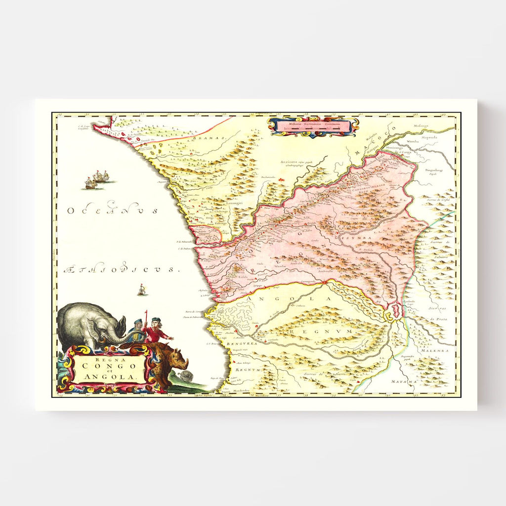 Vintage Map of Congo 1665