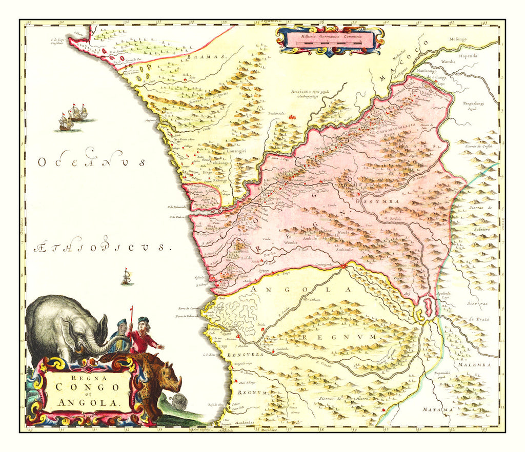 Vintage Map of Congo 1665