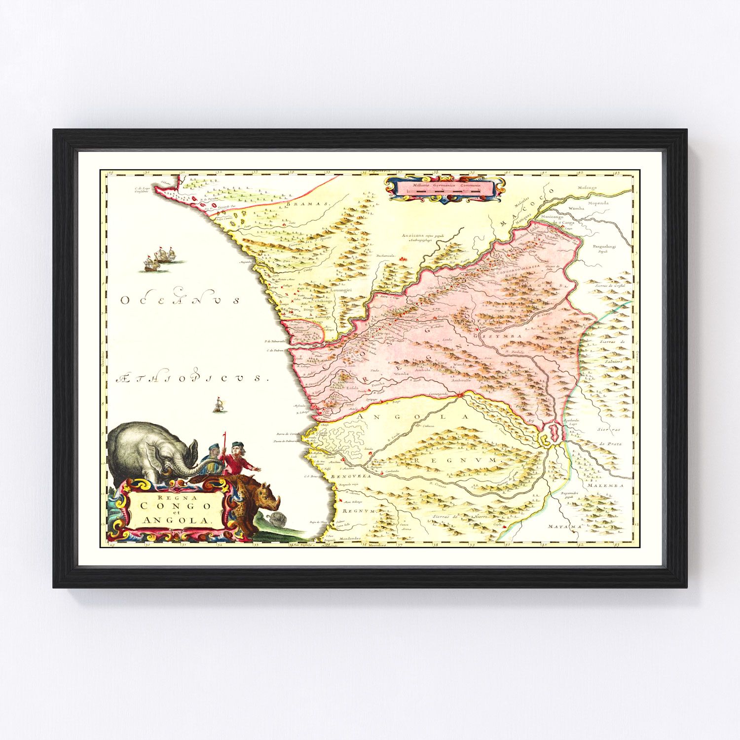 Vintage Map of Congo 1665