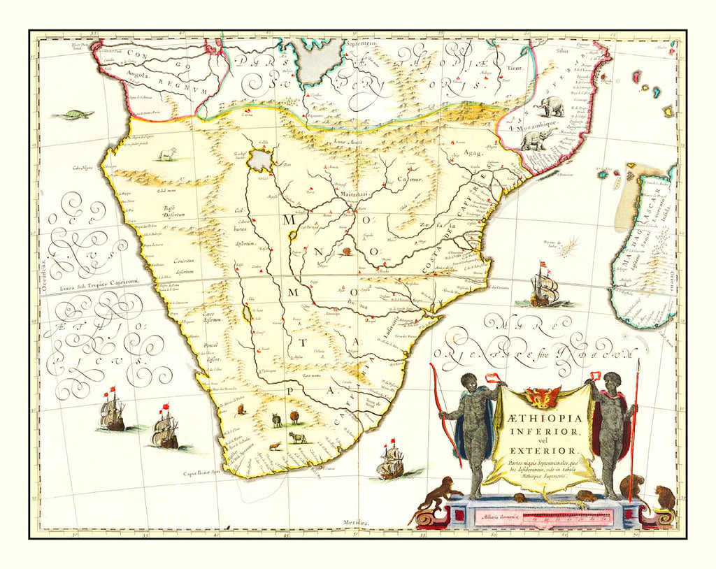 Vintage Map of Southern Ethiopia 1665