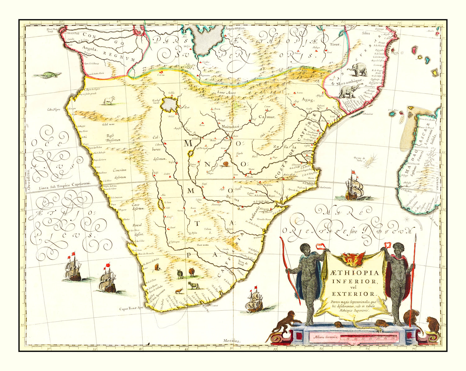 Vintage Map of Southern Ethiopia 1665